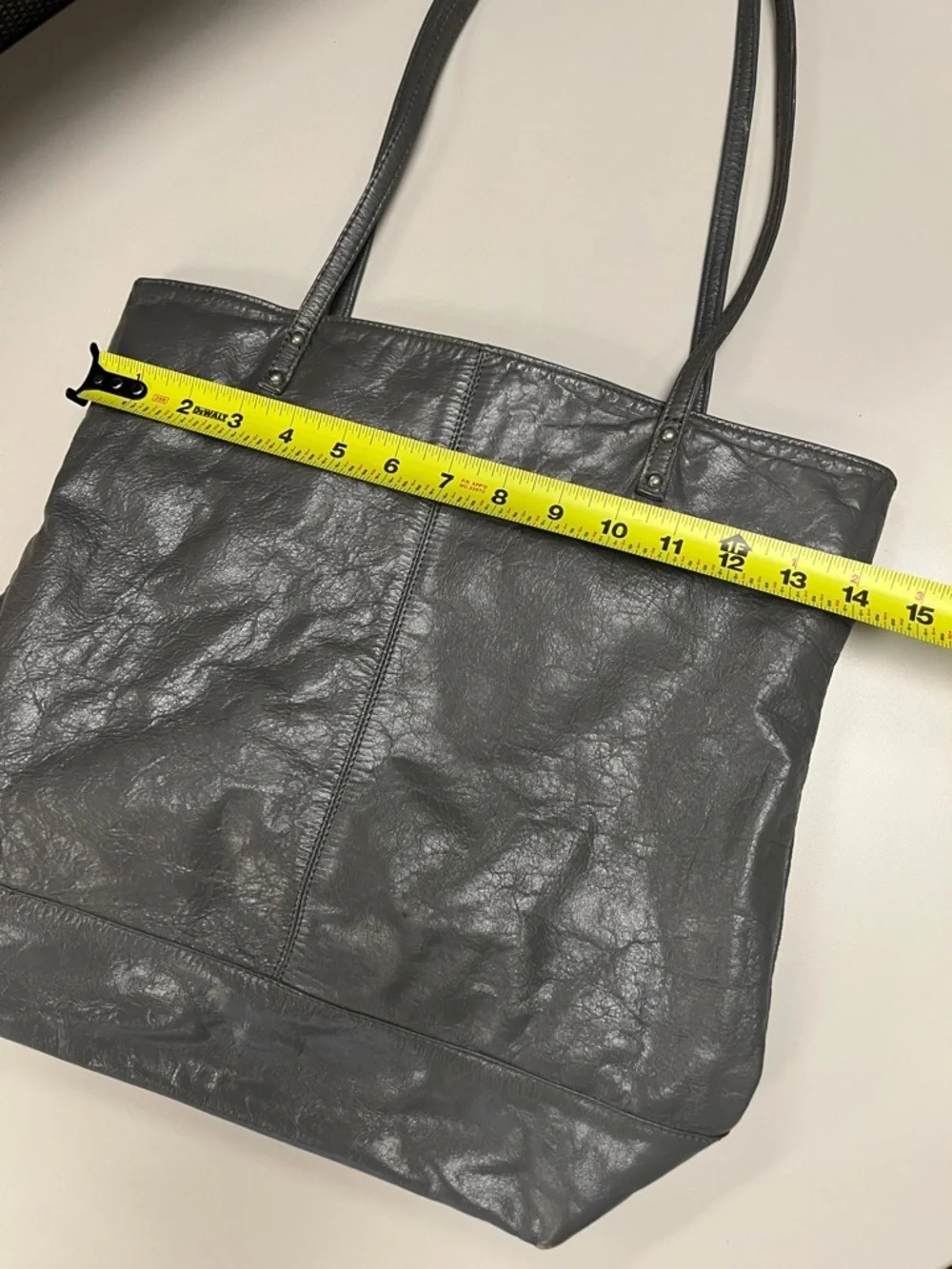 Latico NJ USA Gray Leather Shoulder Tote